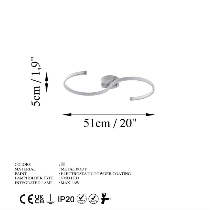 Opviq Lámpara de araña Gris con LED 16W Opviq Lámpara de araña Gris con LED 16W